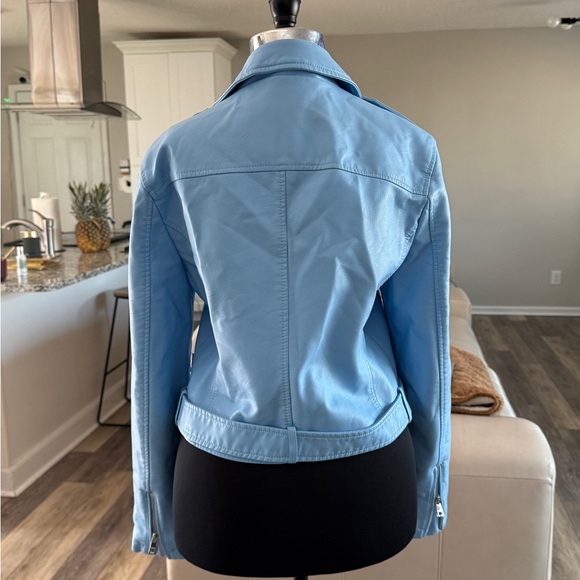 Levi's Light Blue Women's Leather Jacket - Picture 2 of 4